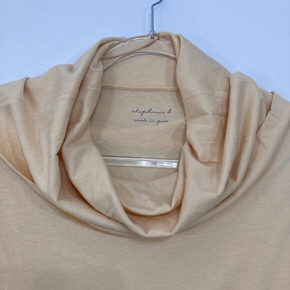 Stephanie B size Large Light Orange Cowl Neck Ultra Soft Pima Cotton Top - Picture 2 of 9